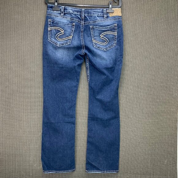 Silver Jeans Co. Womens W33/L33 Blue Suki Mid Slim Bootcut Denim Jeans - Picture 2 of 12